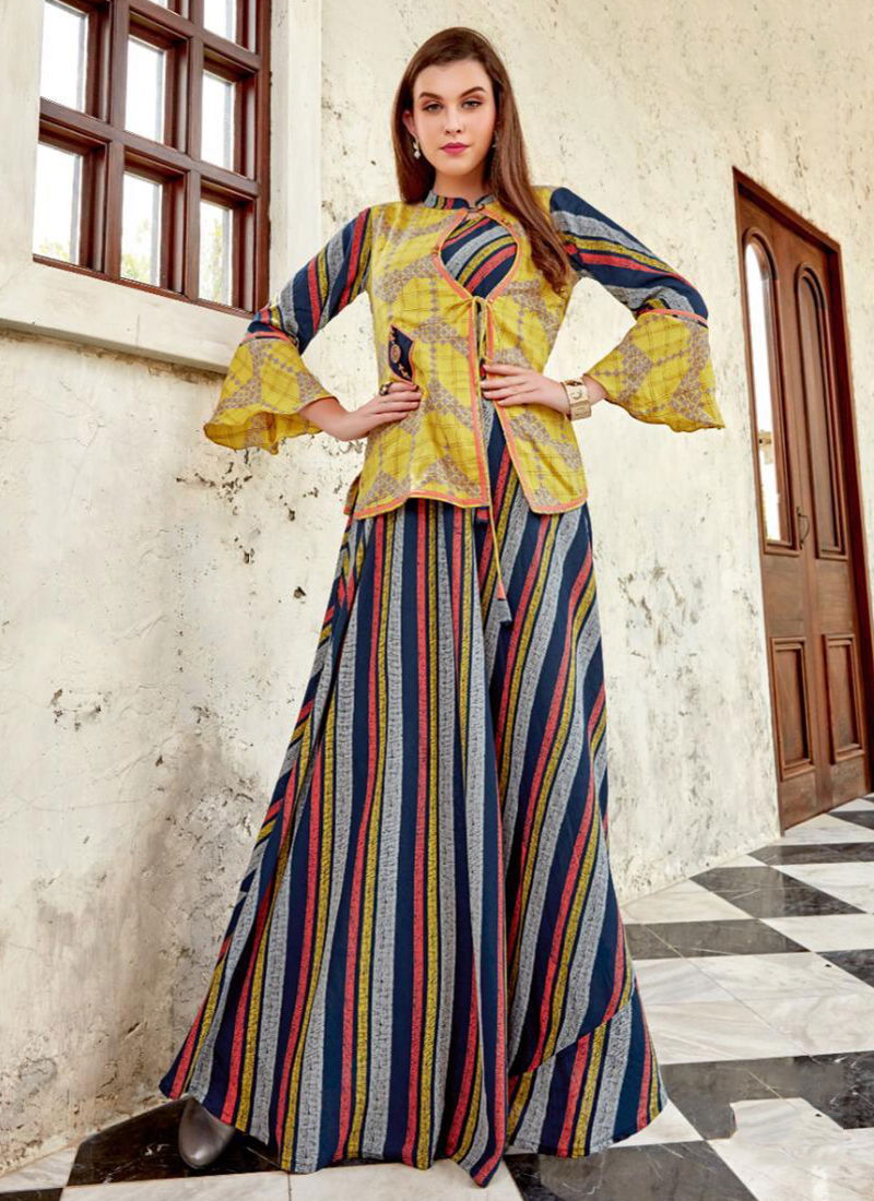 Parker Rayon Two Tone Embroidery Work Stylish Party Wear Long Kurti Collection 2001-2010